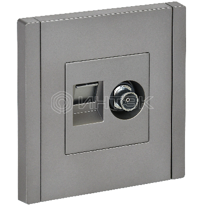  Розетка двойная TV+RJ45 кат.5E FP536 сталь IEK FORTE&PIANO FP-AK20-1-K46 изображение, фото