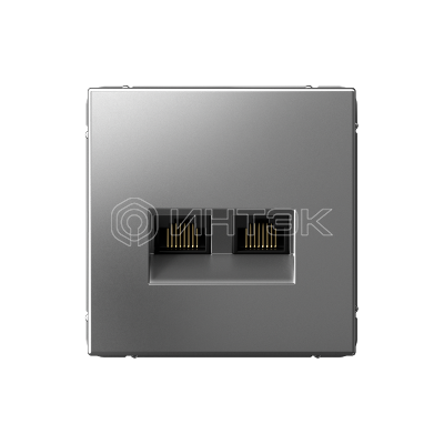 Розетка компьютерная 2-м ArtGallery RJ45 + RJ45 кат.5E механизм сталь Systeme Electric GAL000985 изображение, фото