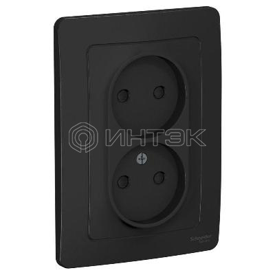 Розетка 2-м СП Blanca 16А IP20 250В без заземл. защ. шторки антрацит Systeme Electric BLNRS000126 изображение, фото
