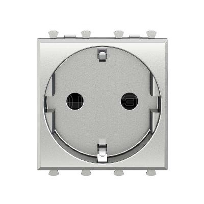 Розетка 1-м 2мод. Avanti "Закаленная сталь" 16А 2P+E защ. шторки сер. DKC 4404002 изображение, фото