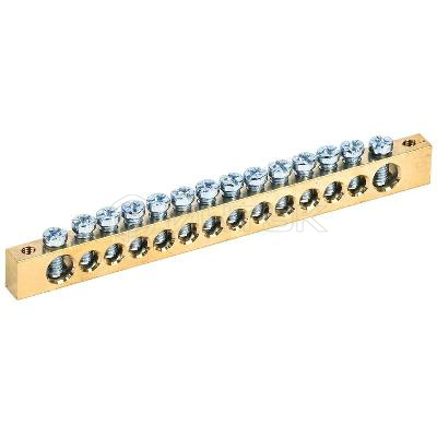 Шина PEN "земля-ноль" 8х12мм 14/2 (14групп/крепеж по краям) IEK YNN21-14-100 изображение, фото