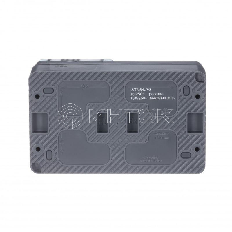 Блок ОП AtlasDesign PROFI IP54 (розетка 1-м 16А заземл. защ. шторки + 1-кл. выключатель 10А) антрацит  Systeme Electric ATN544070 изображение, фото