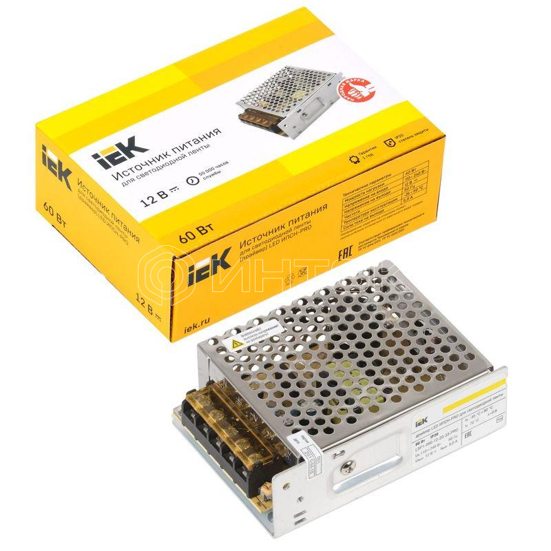 Драйвер LED ИПСН-PRO 5050 60Вт 12В блок-клеммы IP20 IEK LSP1-060-12-20-33-PRO изображение, фото