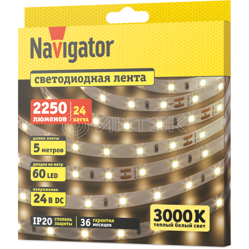 Лента светодиодная 95 311 NLS-2835WW60-4.8-IP20-24V (уп.5м) Navigator 95311 изображение, фото