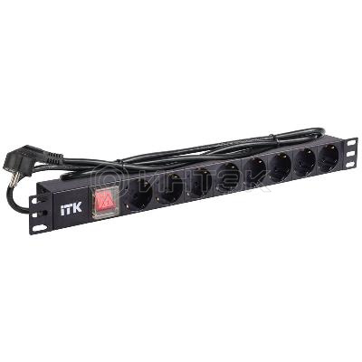 Блок розеток 8 мест PDU (немец. станд.) DIN49440 PH12-8D1 с LED выкл. алюм. профиль1U шнур 2м ITK PH12-8D1 изображение, фото