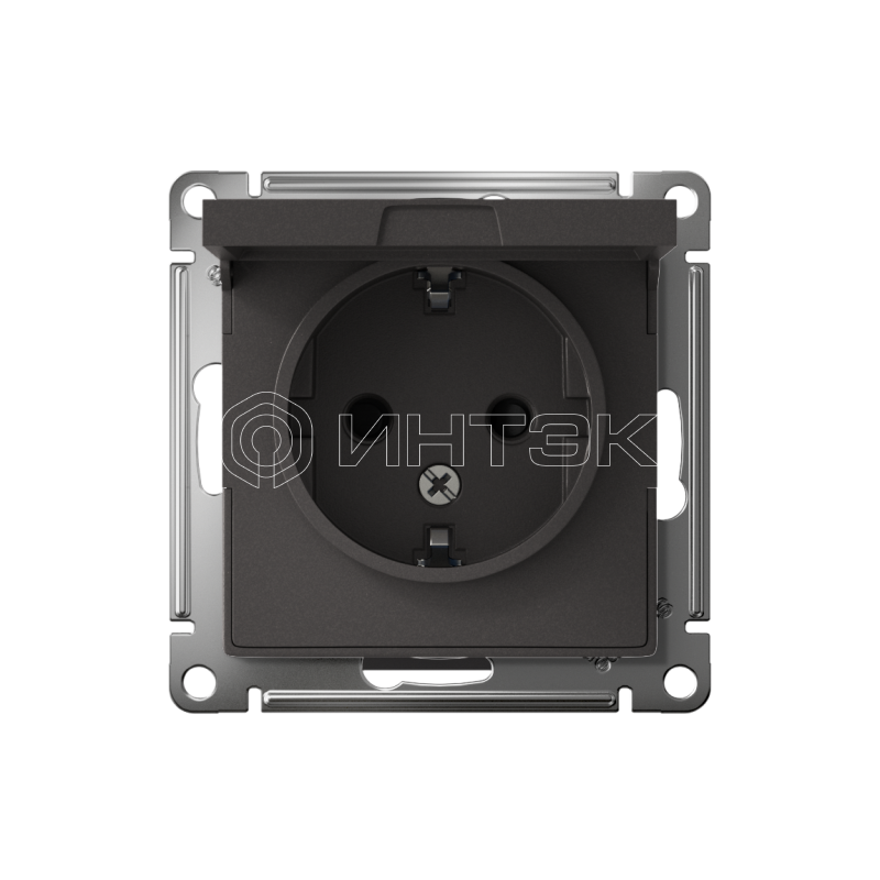 Розетка AtlasDesign 16А IP20 с заземл. защ. шторки с крышкой механизм базальт Systeme Electric ATN001446 изображение, фото