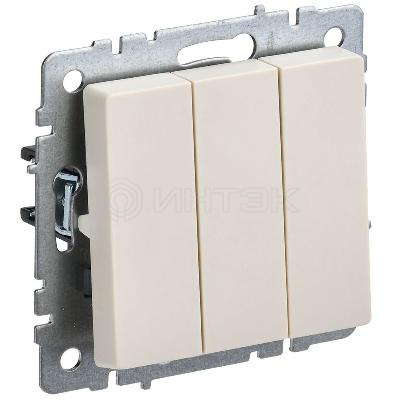 Выключатель 3-кл. СП BRITE ВС10-3-0-БрКр 10А механизм беж. IEK BR-V30-0-10-K10 изображение, фото
