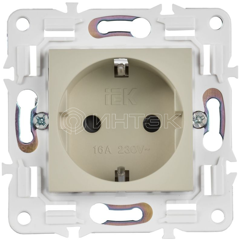 Розетка SKANDY 16А с заземл. защ. шторки SK-R04B беж. IEK SK-R14-16-K10 изображение, фото