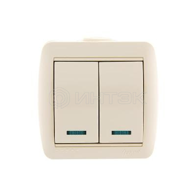 Выключатель 2-кл. ОП Nata 10А IP20 с подсветкой крем. LEZARD 710-0300-112 изображение, фото