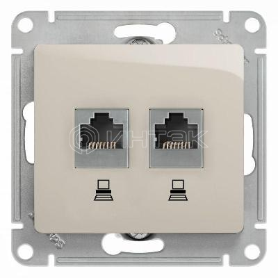 Розетка компьютерная 2-м Glossa RJ45 кат.5E механизм молочн. Systeme Electric GSL000985KK изображение, фото