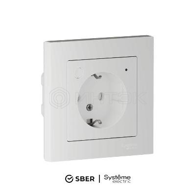 Розетка AtlasDesign Smart 16А L+N с заземл. защ. шторки Zigbee механизм бел. Systeme Electric ATN000145Z изображение, фото