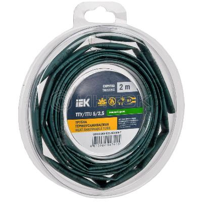 Трубка термоусадочная ТТУ нг-LS 5/2.5 зел. (уп.2м) IEK UDR12-005-D25-002-K06-T изображение, фото
