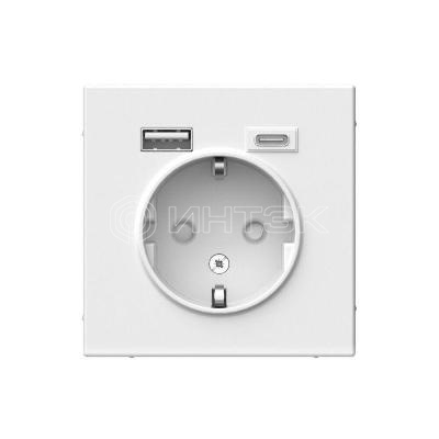 Розетка ArtGallery 16А с 2-мя заряд. устройствами USB A+C 5В/2.4А/3А 2х5В/1.5А механизм бел.  Systeme Electric GAL000132 изображение, фото