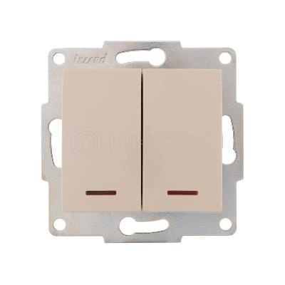 Выключатель 2-кл. 1п СП Karina 10А IP20 с подсветкой механизм крем. LEZARD 707-0388-112 изображение, фото