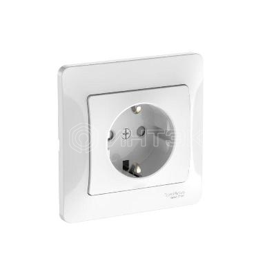 Розетка Glossa 16А с заземл. защ. шторки быстрозажим. клем. в сборе бел. Systeme Electric GSL000144S изображение, фото