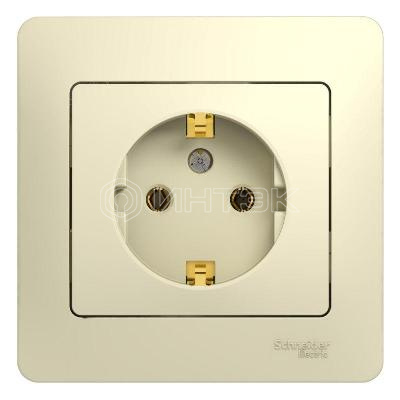 Розетка 1-м СП Glossa 16А IP20 с заземл. в сборе беж.  Systeme Electric GSL000242 изображение, фото