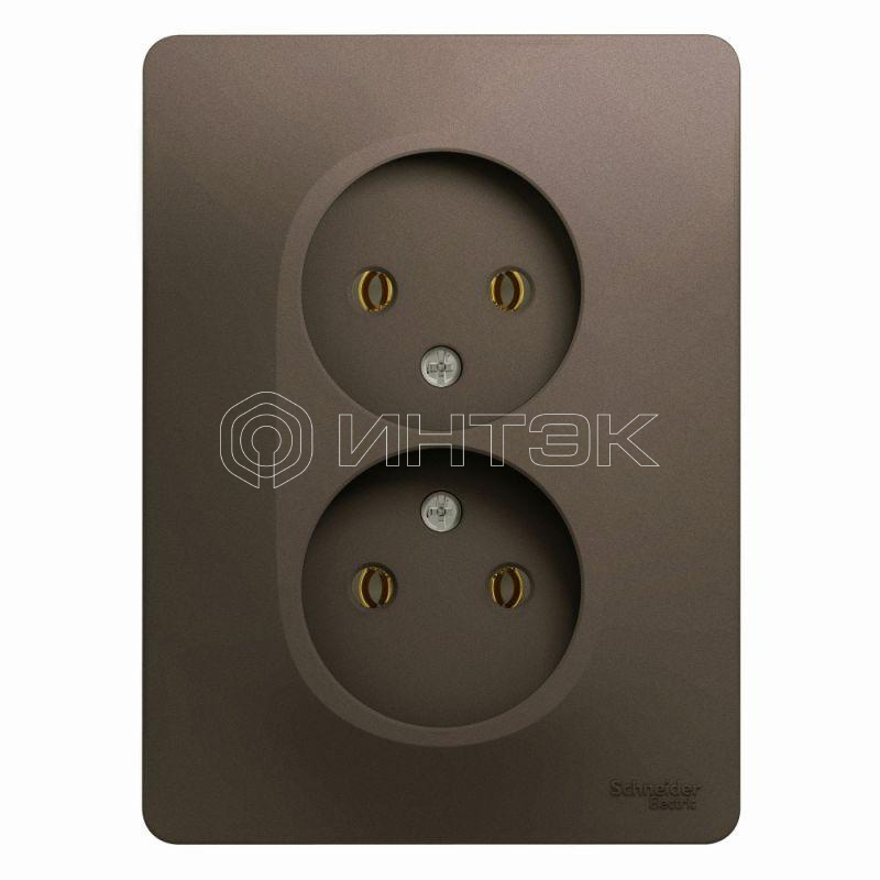 Розетка 2-м СП Glossa 16А IP20 250В без заземл. шоколад  Systeme Electric GSL000820 изображение, фото