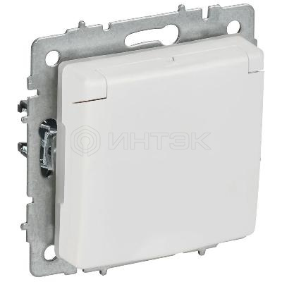Розетка BRITE РСбш10-3-44-БрАБ 16А IP44 с заземл. защ. шторки с крышкой механизм арктич. бел. IEK BR-R16-16-44-K91 изображение, фото