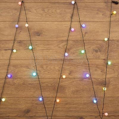 Гирлянда светодиодная "Шарики" 5м d25мм 25LED RGB 6Вт 220-240В IP20 провод ПВХ темн. зел. Neon-Night 303-559 изображение, фото