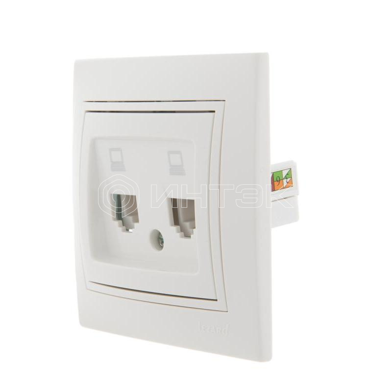 Розетка компьютерная 2-м СП Mira RJ45 бел./бел. LEZARD 701-0202-141 изображение, фото