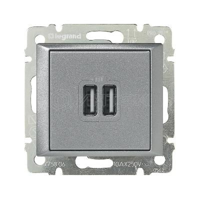 Розетка USB 2-м СП Valena алюм. IEK 770270 изображение, фото