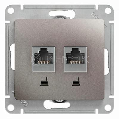 Розетка компьютерная 2-м Glossa RJ45 кат.5E механизм платина Systeme Electric GSL001285KK изображение, фото