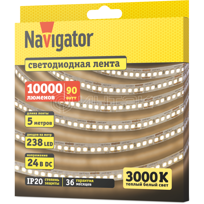 Лента светодиодная 95 310 NLS-2835WW240-18-IP20-24V (уп.5м) Navigator 95310 изображение, фото
