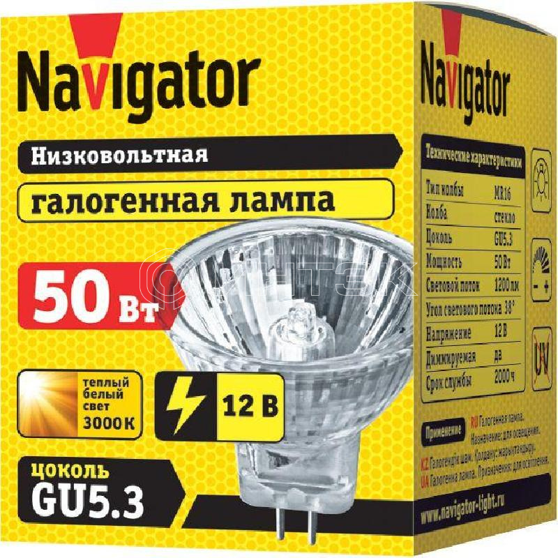 Лампа галогенная 94 204 MR16 50Вт 12В 2000h Navigator 94204 изображение, фото