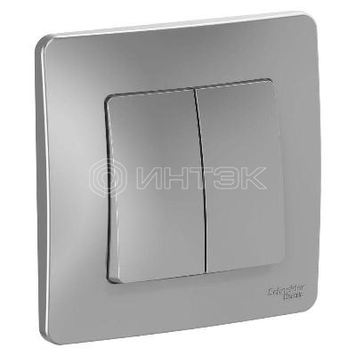Выключатель 2-кл. СП Blanca 10А IP20 (сх. 5) 250В алюм.  Systeme Electric BLNVS010503 изображение, фото