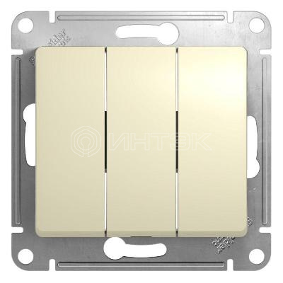 Выключатель 3-кл. СП Glossa 10А IP20 (сх. 1+1+1) 10AX механизм беж.  Systeme Electric GSL000231 изображение, фото