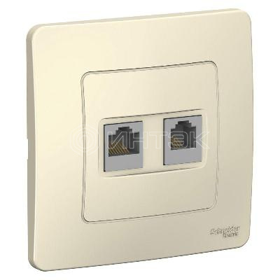 Розетка компьютерная + телефонная 2-м СП Blanca RJ45 кат.5E + RJ11 молочн. Systeme Electric BLNIS045112 изображение, фото