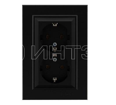 Розетка двойная с заземления Karea черн. Makel 56054082 изображение, фото