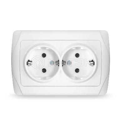 Розетка 2-м СП Маргарита 16А IP20 с заземл. бел. UNIVersal М0128 изображение, фото