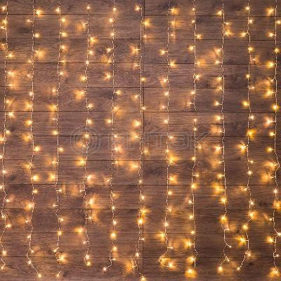 Гирлянда светодиодная "Светодиодный Дождь" 2х2.5м 300LED тепл. бел. 18Вт 230В IP20 свечение с динамикой провод прозр. Neon-Night 235-056 изображение, фото