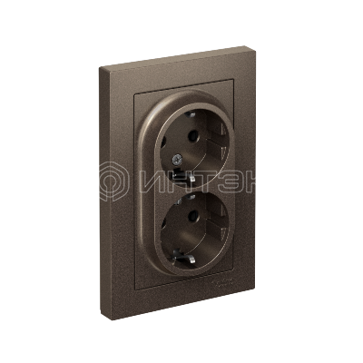 Розетка 2-м СП AtlasDesign 16А IP20 с заземл. в сборе мокко  Systeme Electric ATN000624 изображение, фото