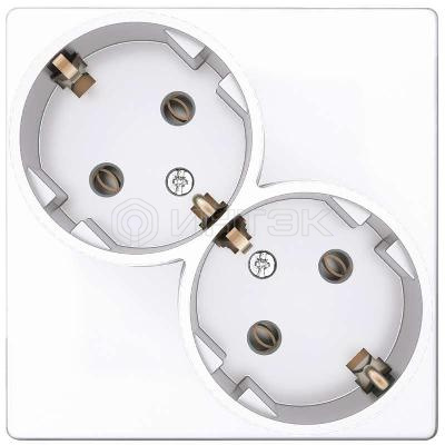 Розетка 2-м СП Simon 24 16А IP20 2х2P+E Schuko без защ. шторок механизм бел. Simon 2450459-030 изображение, фото