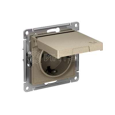 Розетка AtlasDesign 16А IP20 с заземл. защ. шторки с крышкой быстрозажим. клем. механизм шампань Systeme Electric ATN000546S изображение, фото