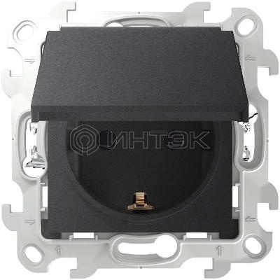 Розетка 1-м СП Simon 24 16А IP44 2P+E Push&Go механизм графит Simon 2420448-038 изображение, фото