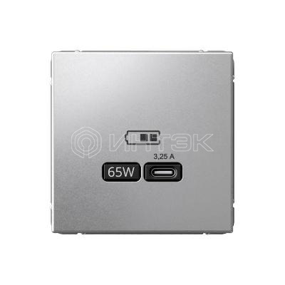 Розетка USB ArtGallery тип C 65Вт QC PD высокоскор. ЗУ механизм алюм. Systeme Electric GAL000327 изображение, фото