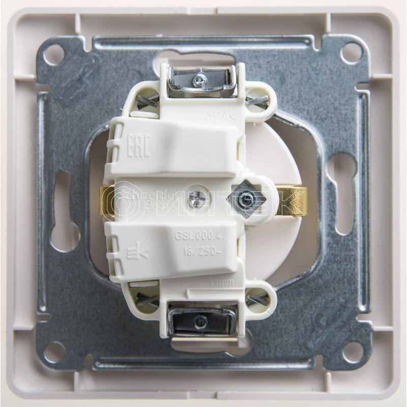 Розетка 1-м СП Glossa 16А IP20 с заземл. защ. шторки в сборе перламутр. Systeme Electric GSL000644 изображение, фото