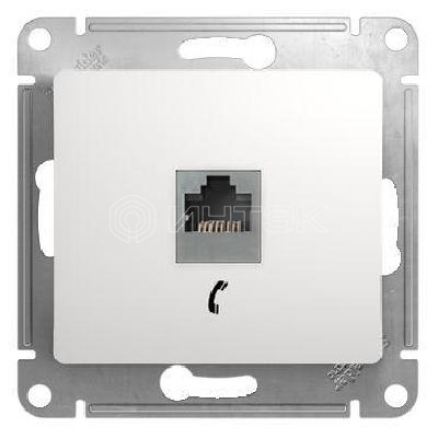 Розетка телефонная 1-м СП Glossa RJ11 механизм бел.  Systeme Electric GSL000181T изображение, фото