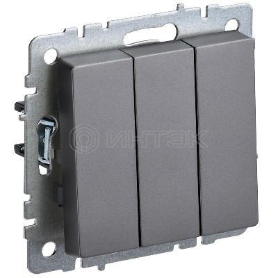 Выключатель 3-кл. СП BRITE ВС10-3-0-БрС 10А механизм сталь IEK BR-V30-0-10-K46 изображение, фото