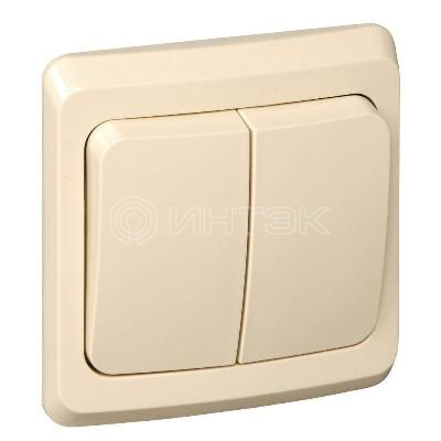 Выключатель 2-кл. СП Этюд 10А IP20 крем.  Systeme Electric BC10-002K изображение, фото