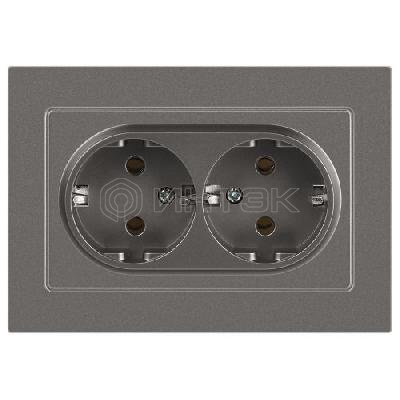 Розетка 2-м СП Accent 6-205-09 16А IP20 250В 2P+E Schuko AL/CU титан Intro Б0063500 изображение, фото