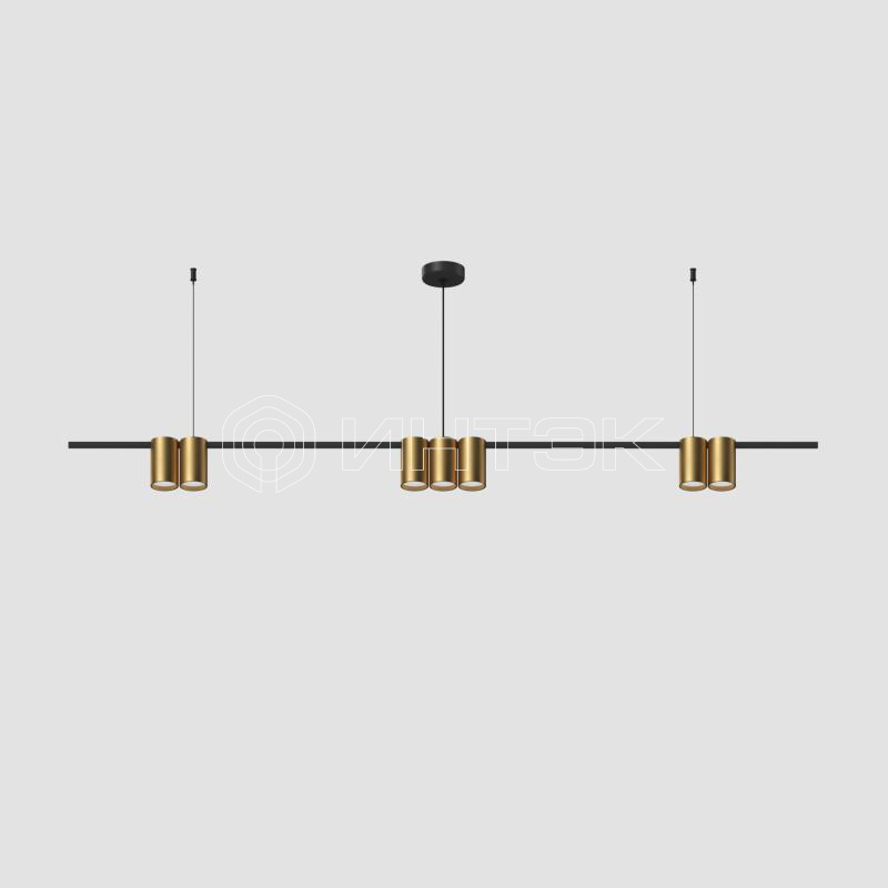 Светильник ORBIT 15Вт 7xGU10 IP20 LED подвесной алюм. черн.+сатинированное зол. DENKIRS 764323 изображение, фото