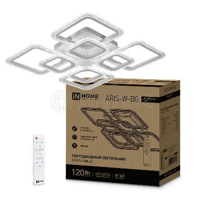 Светильник светодиодный ELEGANT ARIS-W-BG 120Вт 3000-6500К 10500лм 230В 600х600х110мм ПУ бел. IN HOME 4690612043272 изображение, фото