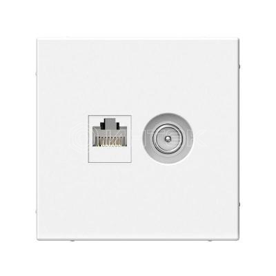 Розетка компьютерная + телевизионная 2-м СП ArtGallery RJ45 кат.5E + TV механизм бел.  Systeme Electric GAL000189 изображение, фото