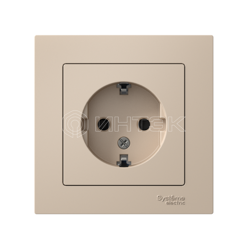 Розетка AtlasDesign 16А с заземл. со шторками в сборе песочн. Systeme Electric ATN001244 изображение, фото