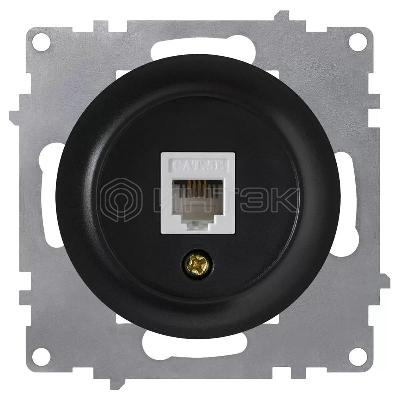 Розетка компьютерная 1-м СП Florence RJ45 кат.5E механизм черн. (1E20701303) OneKeyElectro 2172816 изображение, фото