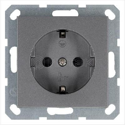 Розетка 1-м Shuko 16А IP20 с заземл. защ. шторки механизм алюм. Jasmart G5501S изображение, фото